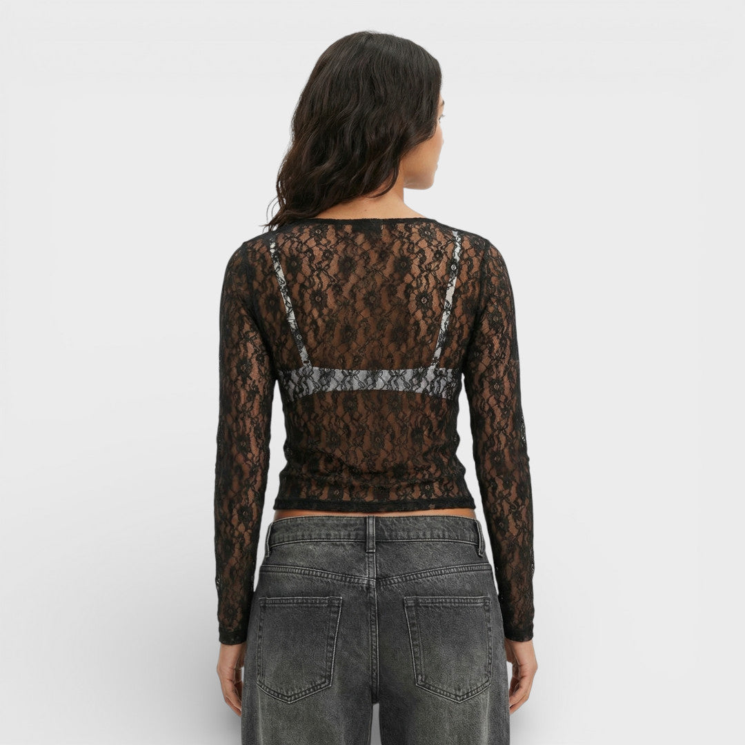 Mujer de Encaje Transparente Ajuste Slim