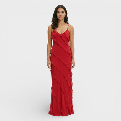 Vestido Mujer con Volantes Corte Elegante