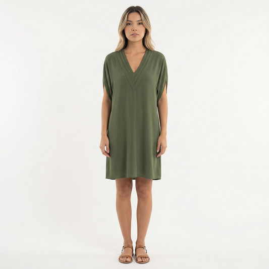 Vestido Corto Mujer Escote Pico Ajuste Elegante - Mavetta
