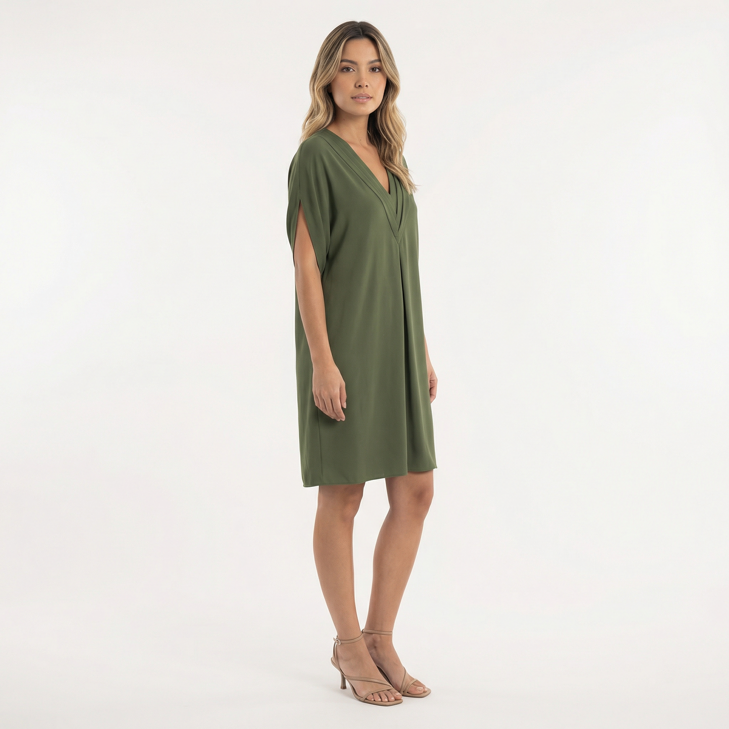 Vestido Corto Mujer Escote Pico Ajuste Elegante