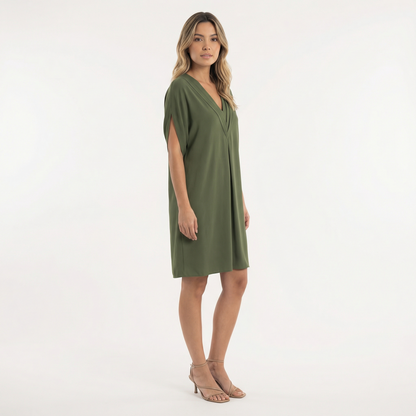 Vestido Corto Mujer Escote Pico Ajuste Elegante
