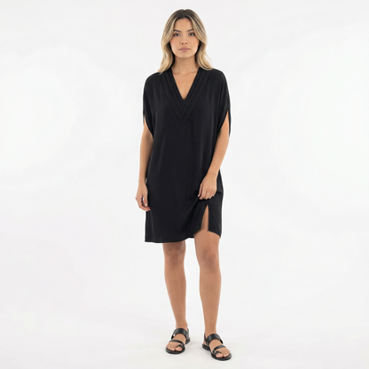 Vestido Corto Mujer Escote Pico Ajuste Elegante