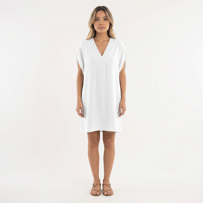 Vestido Corto Mujer Escote Pico Ajuste Elegante