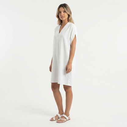 Vestido Corto Mujer Escote Pico Ajuste Elegante