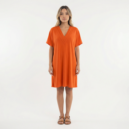 Vestido Corto Mujer Escote Pico Ajuste Elegante