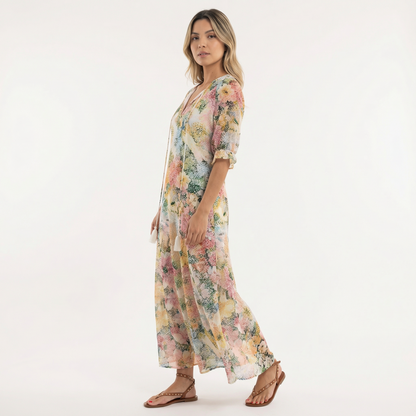 Vestido Largo Mujer Estampado Floral Boho