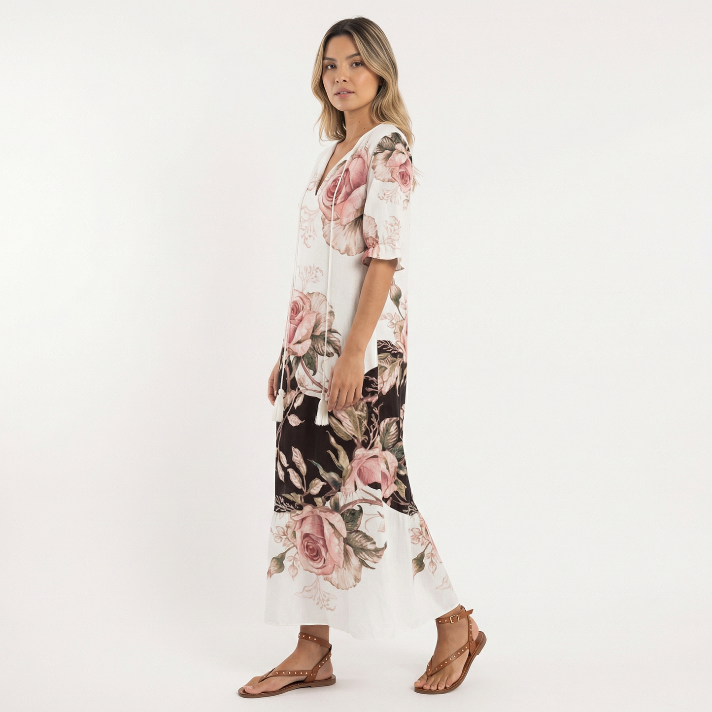 Vestido Largo Mujer Estampado Floral Boho