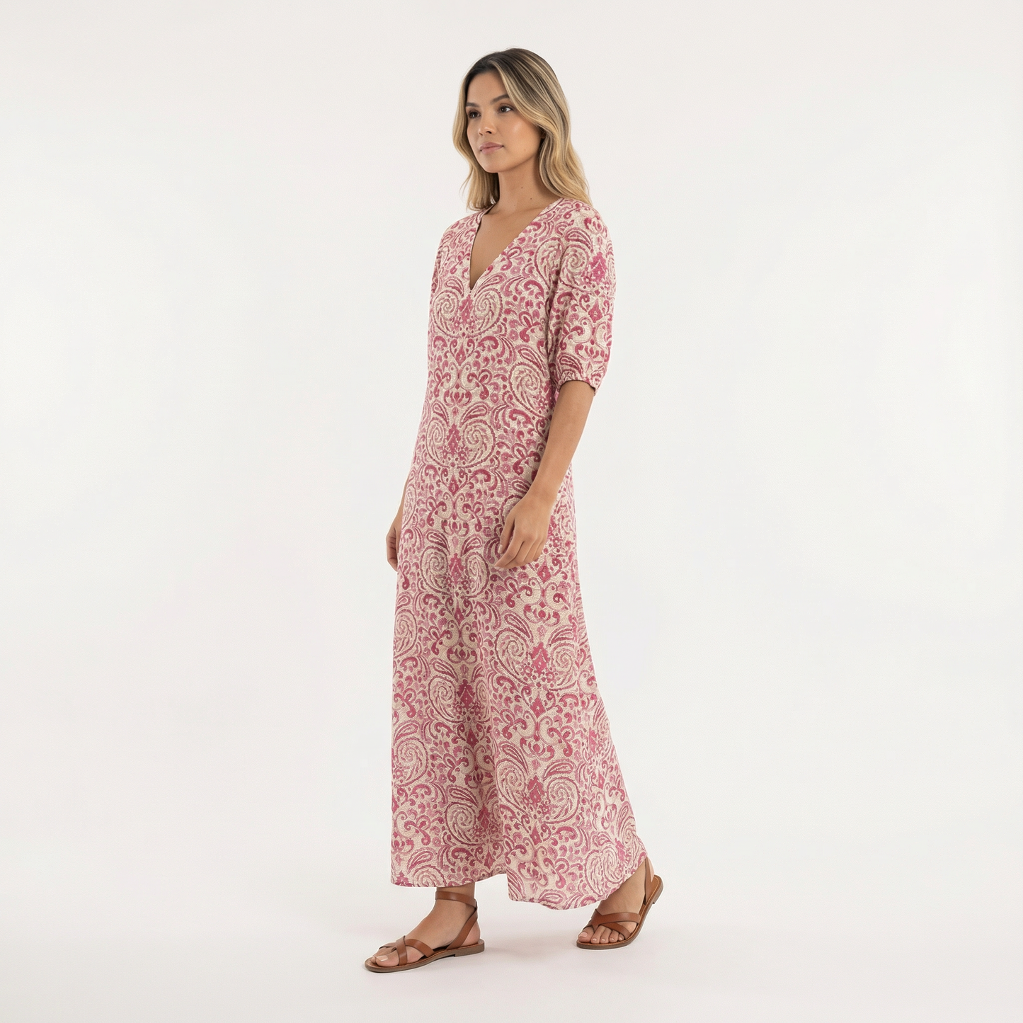 Vestido Largo Mujer Estampado Floral Boho