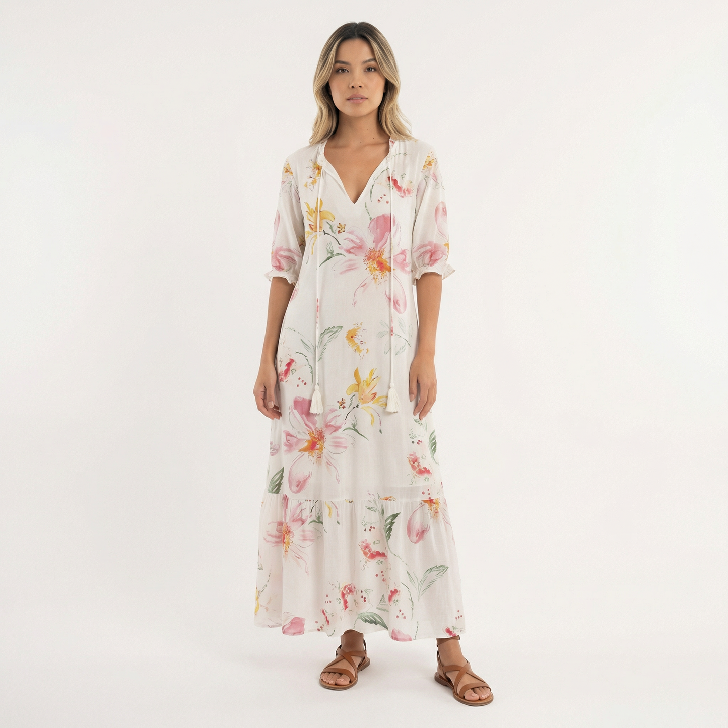 Vestido Largo Mujer Estampado Floral Boho