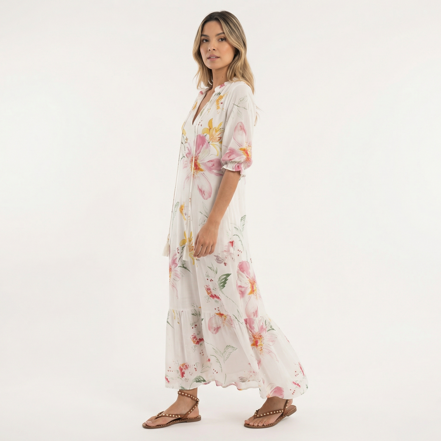 Vestido Largo Mujer Estampado Floral Boho