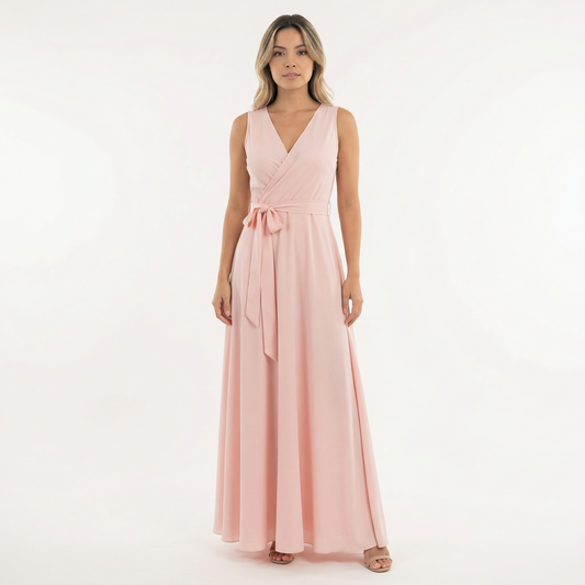 Vestido Largo Mujer Escote Pico Ajuste Elegante - Mavetta