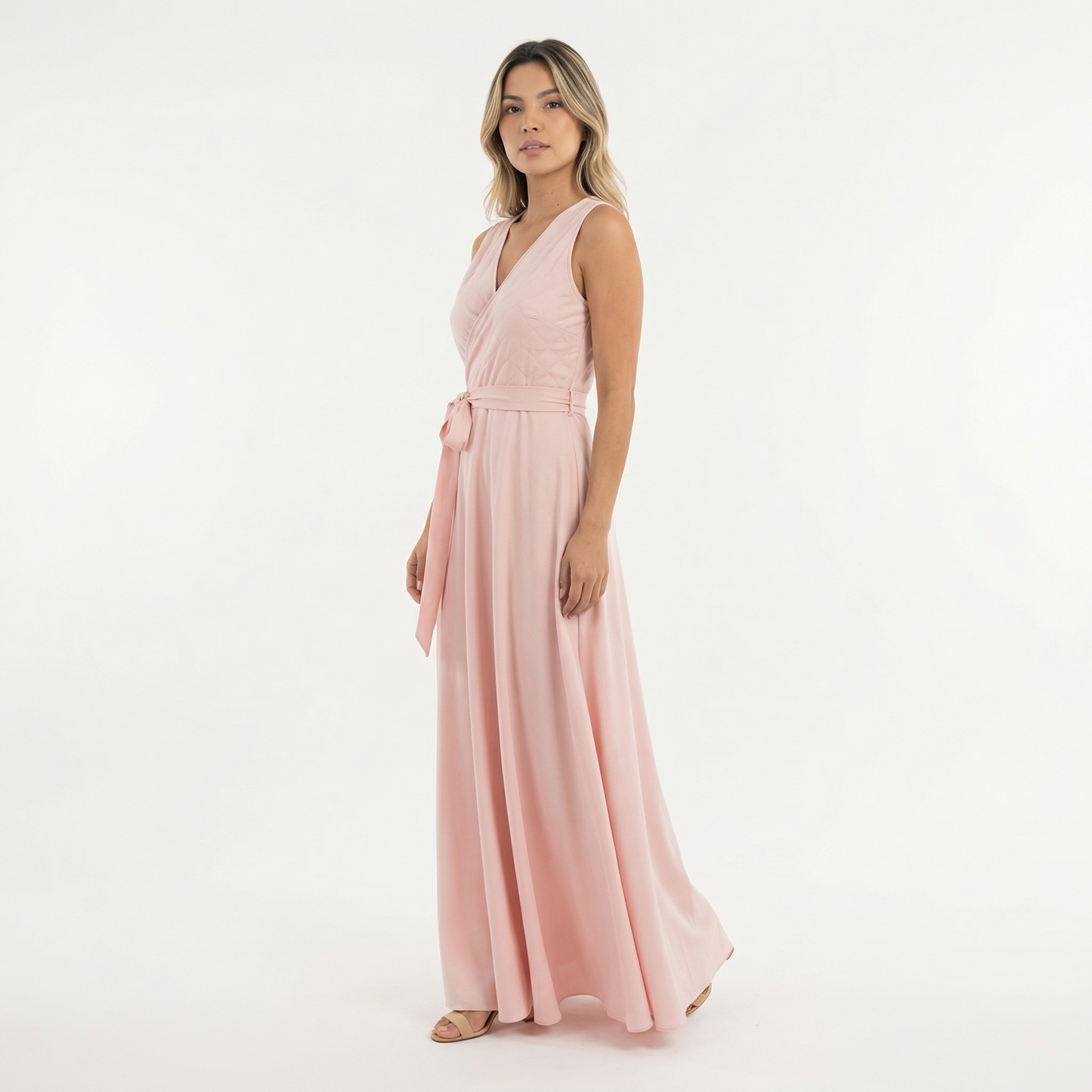 Vestido Largo Mujer Escote Pico Ajuste Elegante