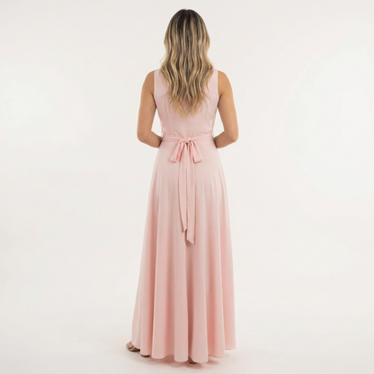 Vestido Largo Mujer Escote Pico Ajuste Elegante