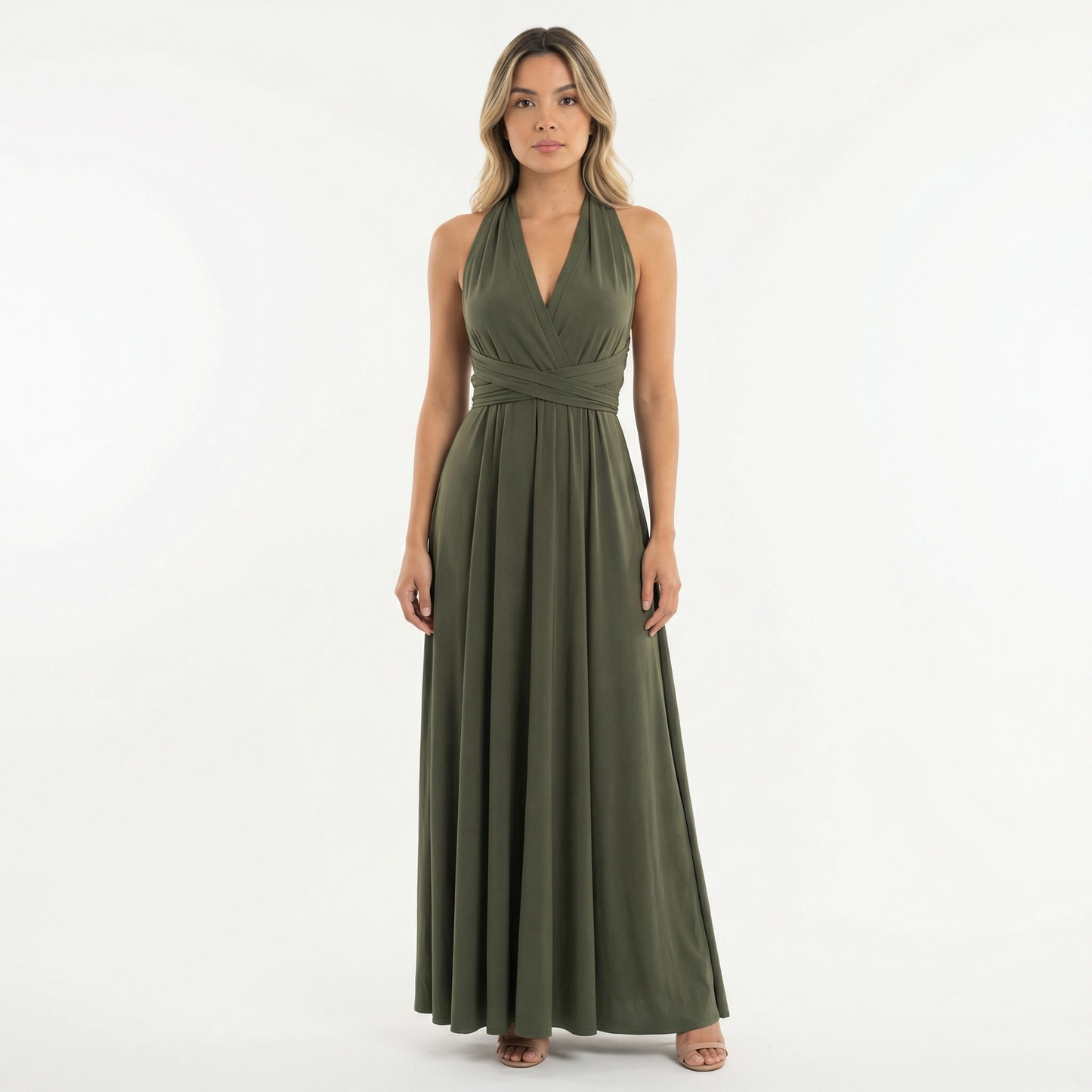 Vestido Largo Mujer Escote Profundo Ajuste Elegante