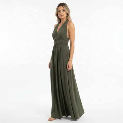 Vestido Largo Mujer Escote Profundo Ajuste Elegante