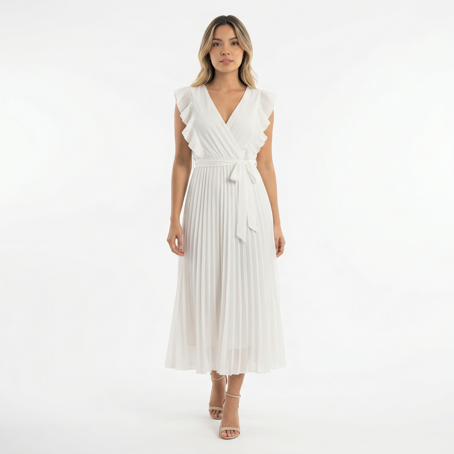 Vestido Midi Mujer con Volantes Ajuste Elegante - Mavetta