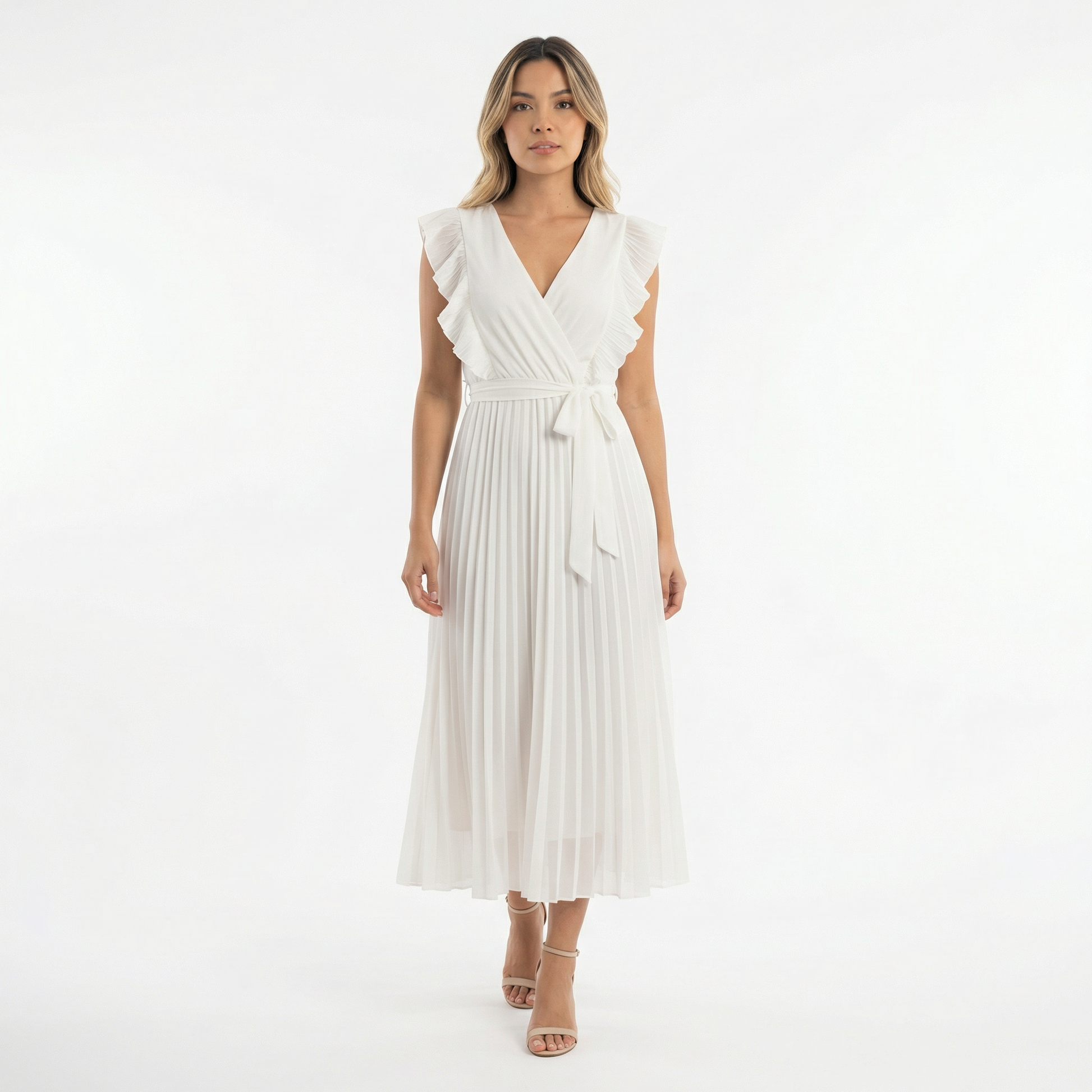 Vestido Midi Mujer con Volantes Ajuste Elegante - Mavetta