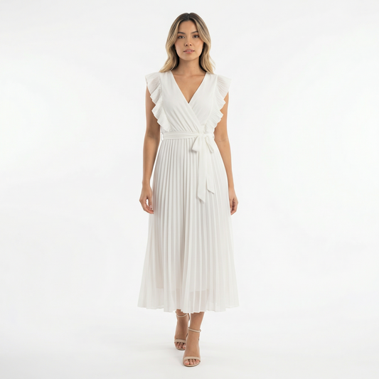 Vestido Midi Mujer con Volantes Ajuste Elegante - Mavetta