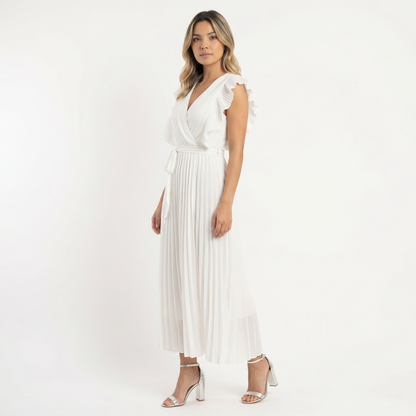 Vestido Midi Mujer con Volantes Ajuste Elegante