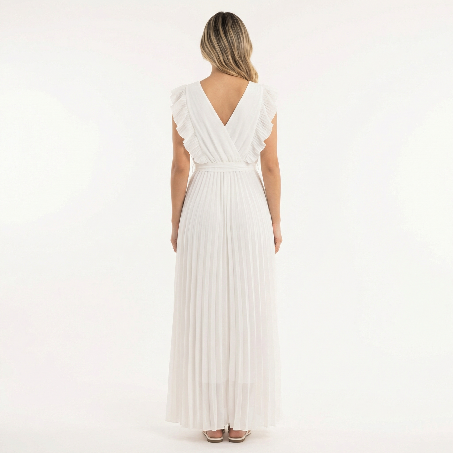 Vestido Midi Mujer con Volantes Ajuste Elegante