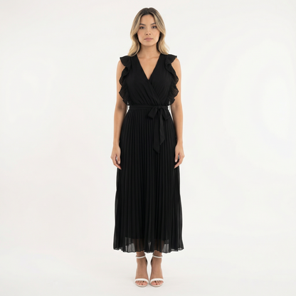 Vestido Midi Mujer con Volantes Ajuste Elegante