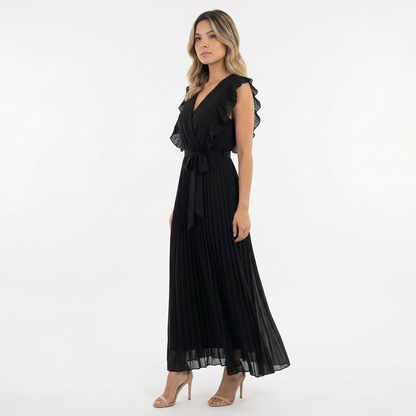 Vestido Midi Mujer con Volantes Ajuste Elegante