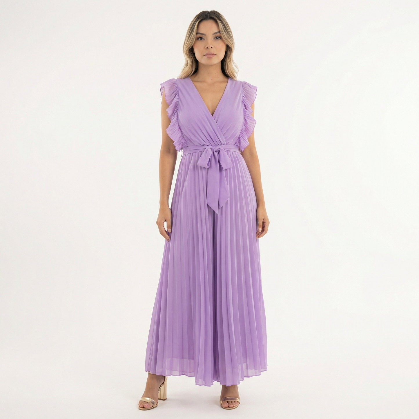 Vestido Midi Mujer con Volantes Ajuste Elegante