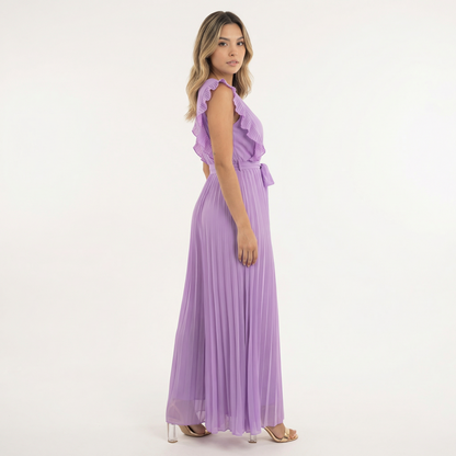 Vestido Midi Mujer con Volantes Ajuste Elegante