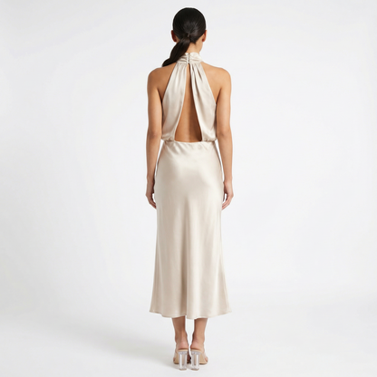 Vestido Largo Mujer Satinado Elegante