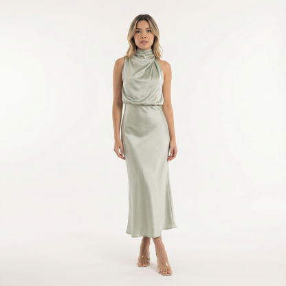 Vestido Largo Mujer Satinado Elegante