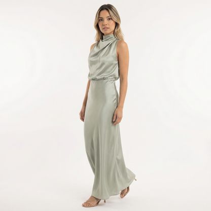 Vestido Largo Mujer Satinado Elegante