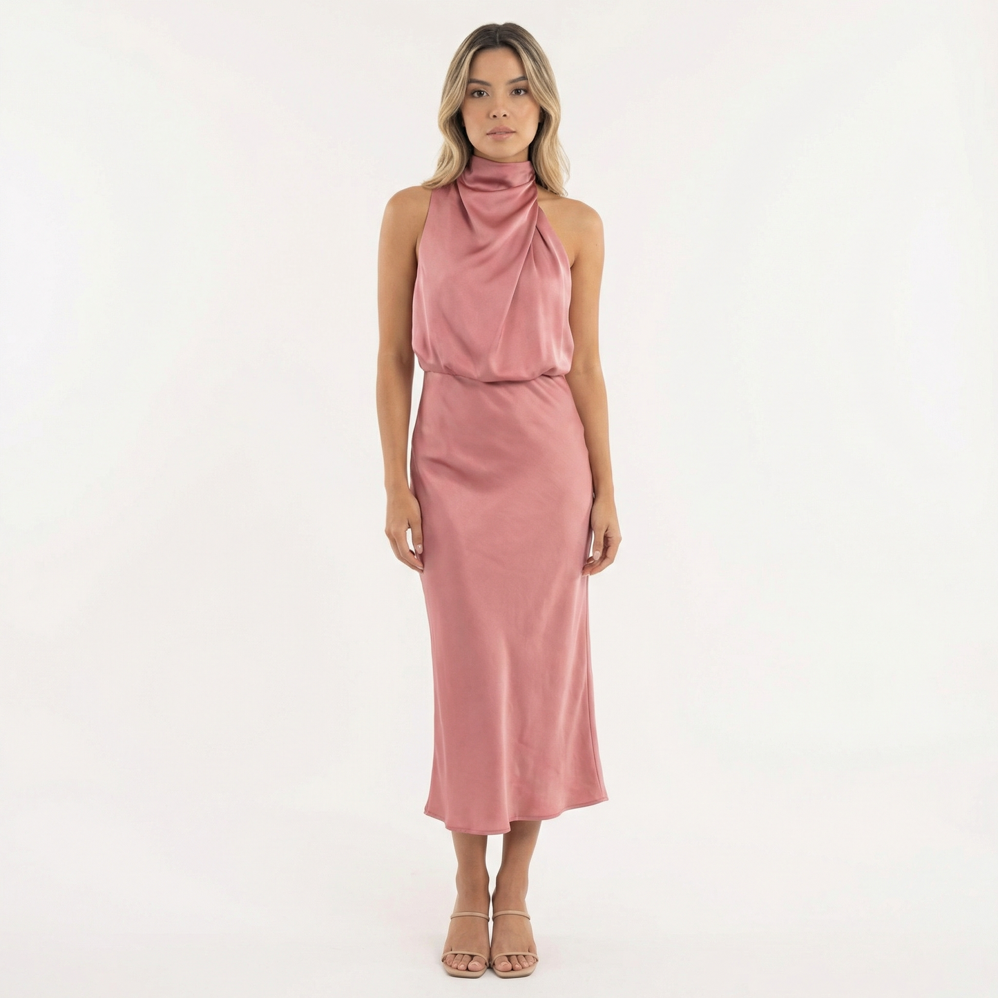 Vestido Largo Mujer Satinado Elegante