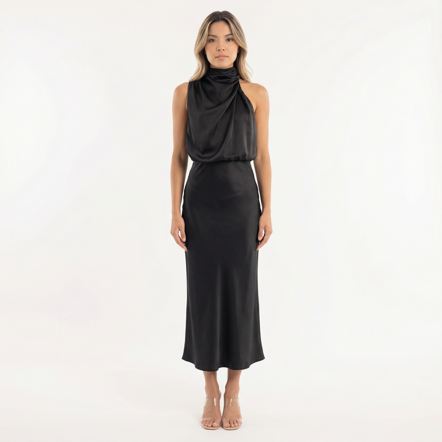 Vestido Largo Mujer Satinado Elegante