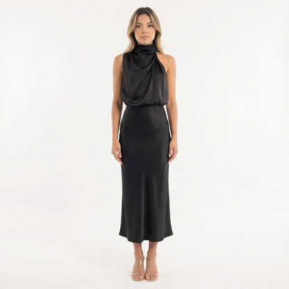 Vestido Largo Mujer Satinado Elegante