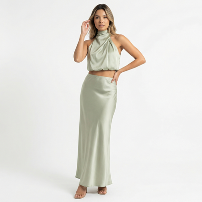Vestido Largo Mujer Satinado Ajuste Elegante - Mavetta