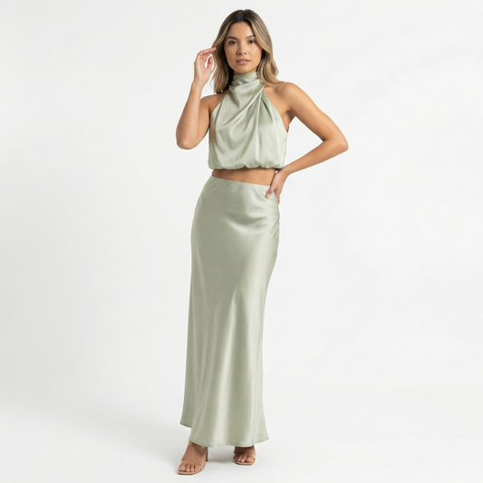 Vestido Largo Mujer Satinado Ajuste Elegante - Mavetta