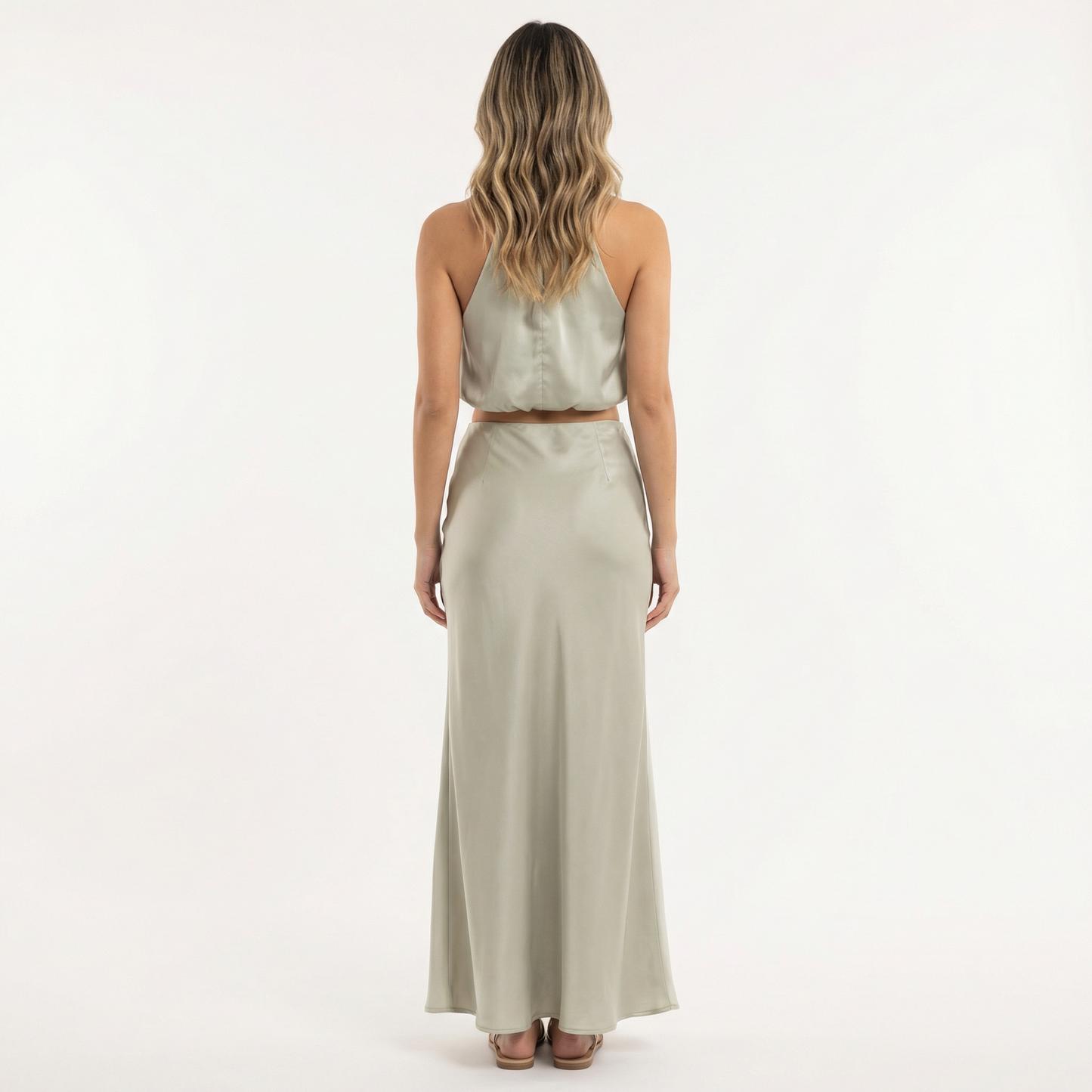 Vestido Largo Mujer Satinado Ajuste Elegante