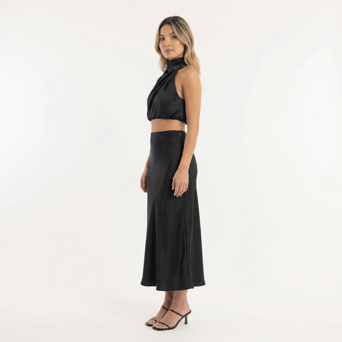 Vestido Largo Mujer Satinado Ajuste Elegante
