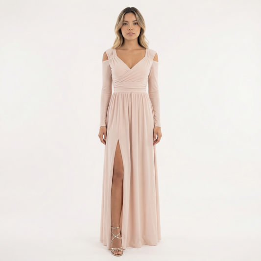 Vestido Largo Mujer con Abertura y Corte Elegante - Mavetta