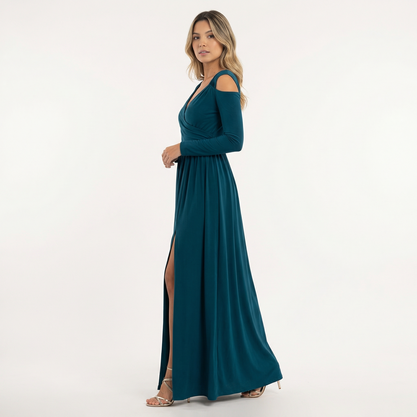 Vestido Largo Mujer con Abertura y Corte Elegante