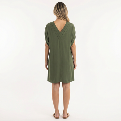 Vestido Corto Mujer Escote Pico Ajuste Elegante
