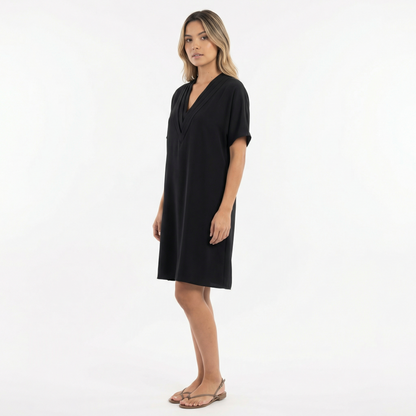 Vestido Corto Mujer Escote Pico Ajuste Elegante