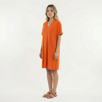 Vestido Corto Mujer Escote Pico Ajuste Elegante
