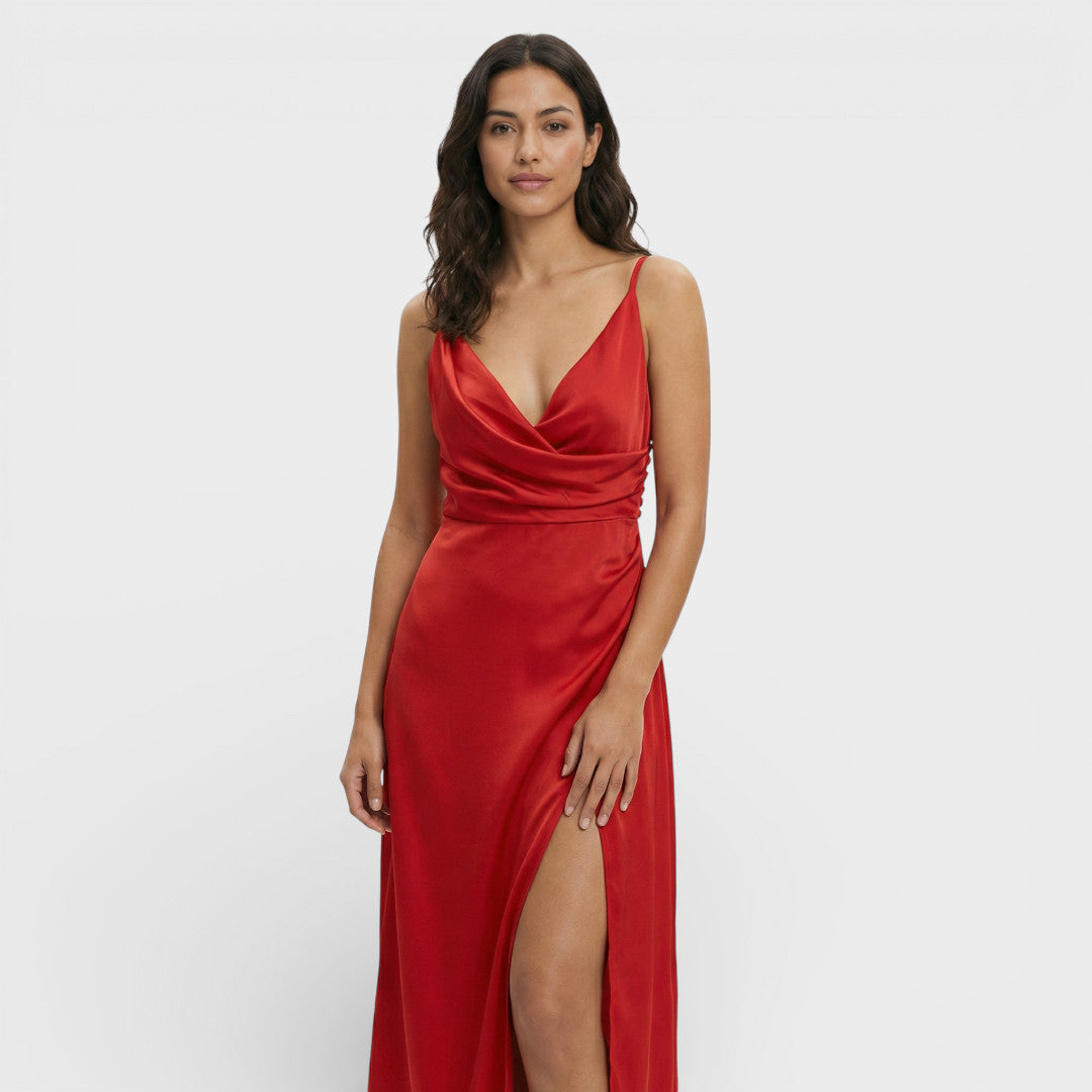 Vestido Maxi Mujer Cruzado con Abertura