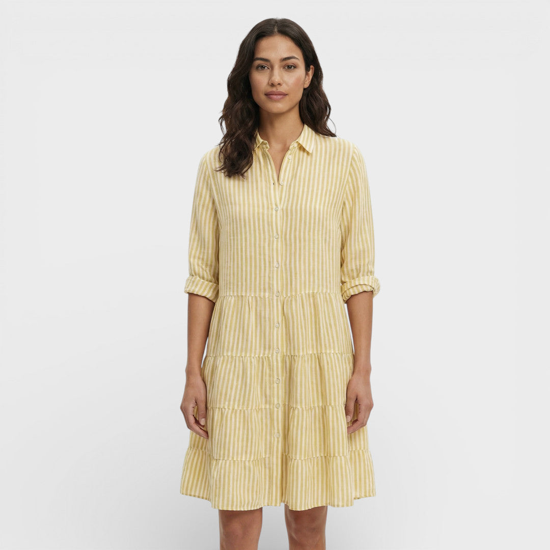 Vestido Midi Mujer Tela Fluida Corte Recto