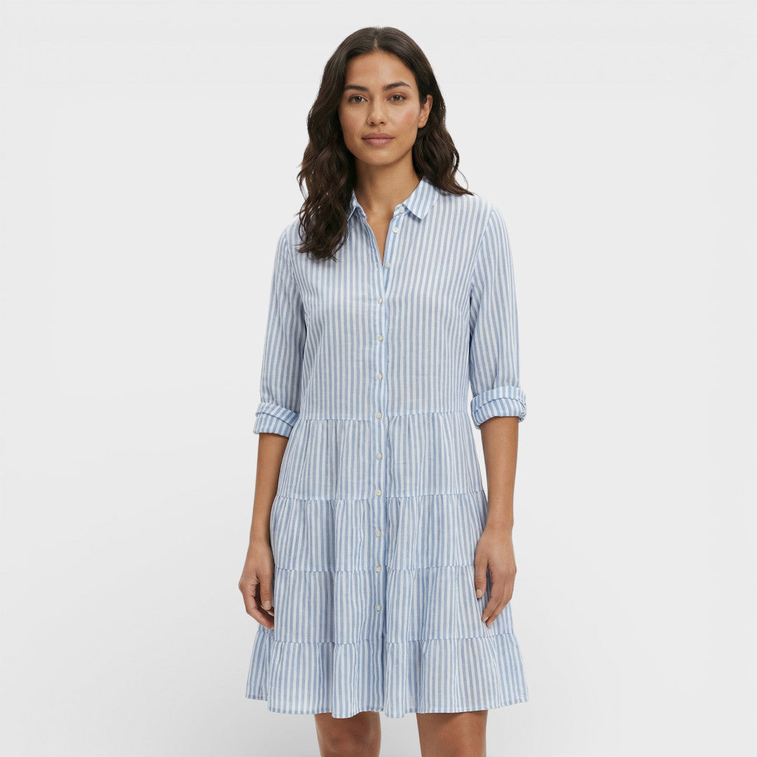 Vestido Midi Mujer Tela Fluida Corte Recto