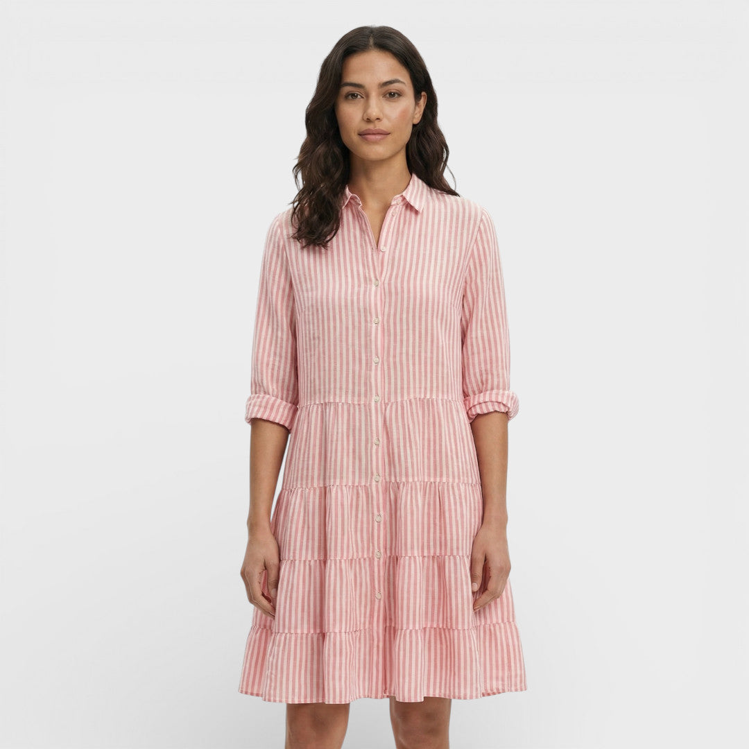 Vestido Midi Mujer Tela Fluida Corte Recto