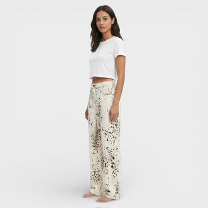 Pantalones Vaqueros Mujer Cintura Alta Ajuste Leopardo