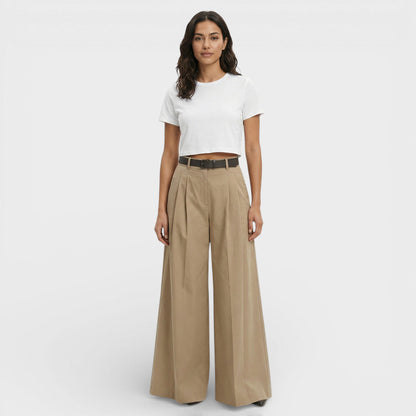 Pantalones Palazzo Mujer Algodón Corte Amplio