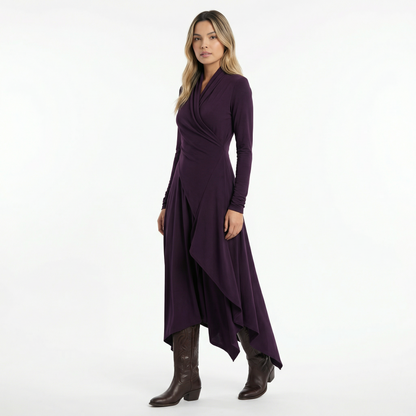Vestido Largo Mujer Asimétrico Cuello Alto